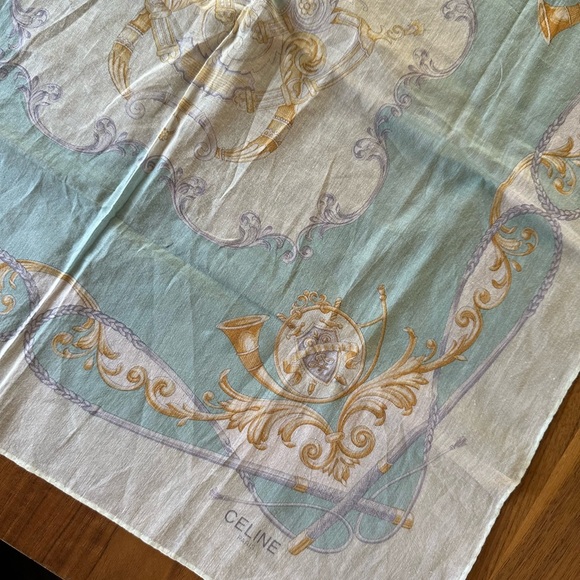 Vintage CELINE Small Scarf Horsebit Triomphe Hanker chief - Picture 5 of 5